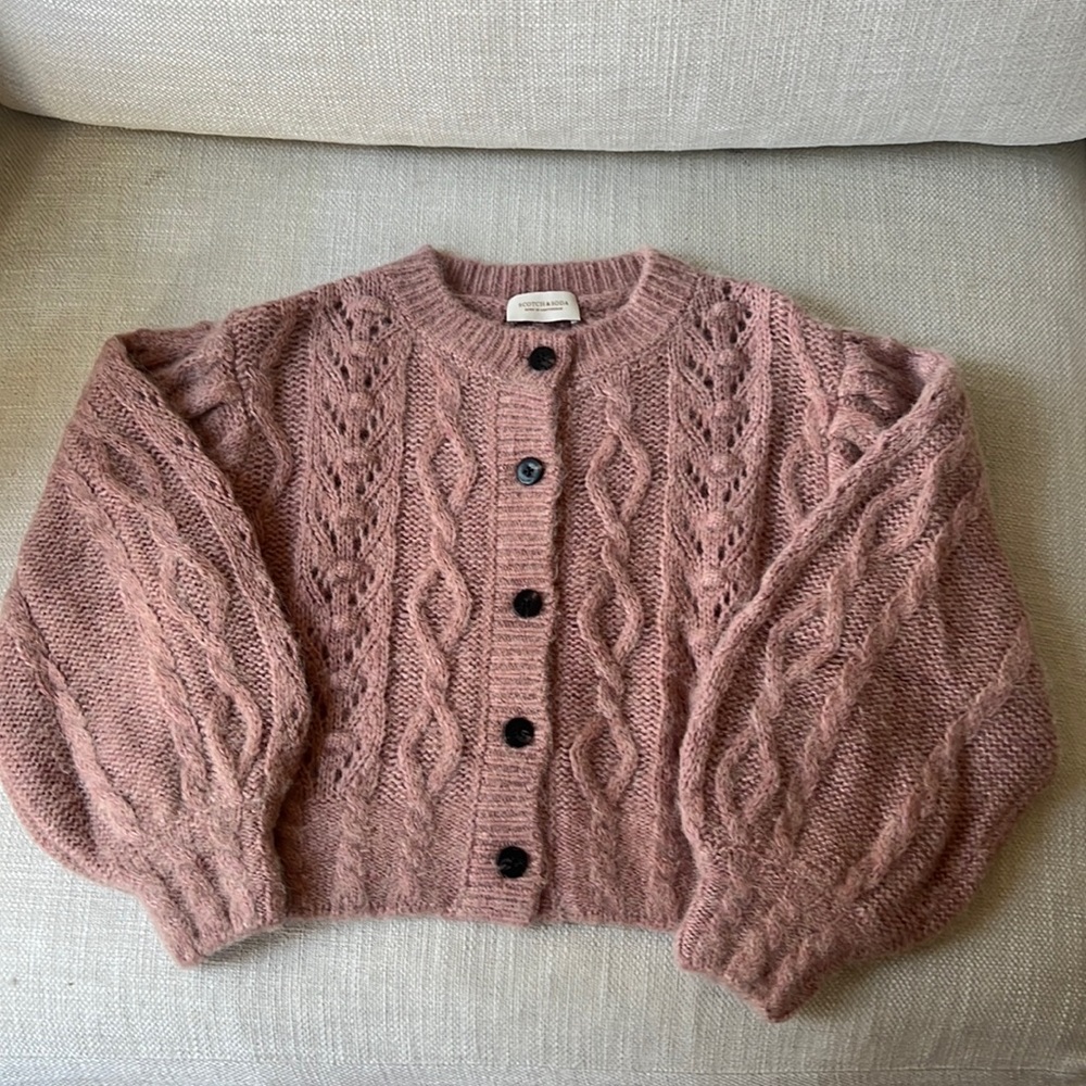Scotch & Soda pink cropped knit cardigan